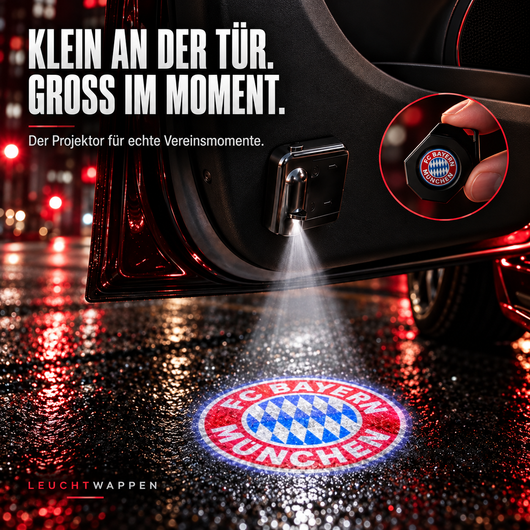Leuchtwappen Türprojektor mit FC Bayern Projektion